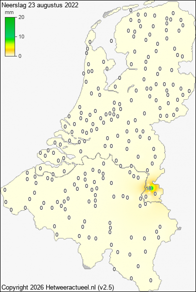 Neerslag 23 augustus 2022