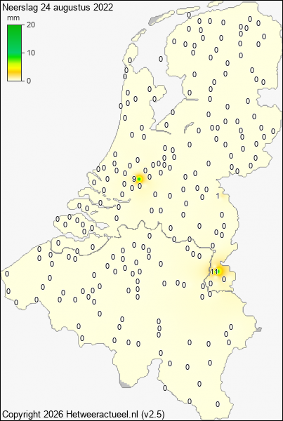Neerslag 24 augustus 2022