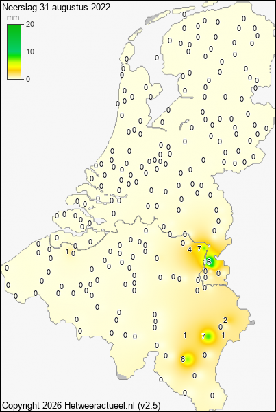 Neerslag 31 augustus 2022