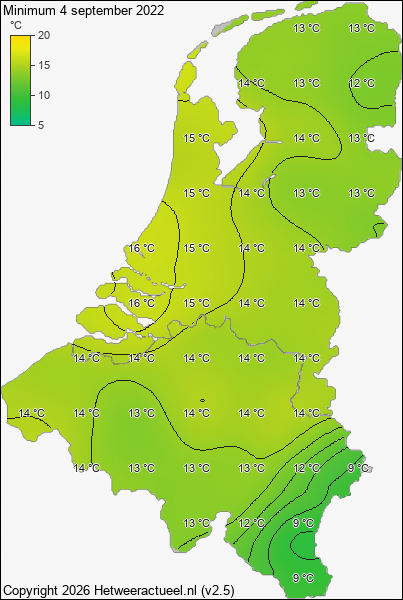 Minimum temperatuur 4 september 2022