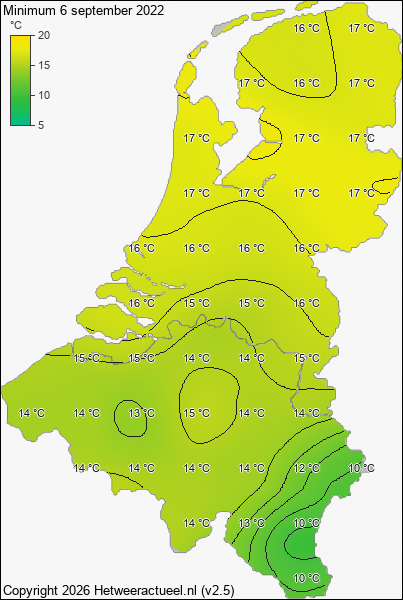 Minimum temperatuur 6 september 2022