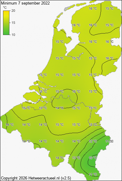 Minimum temperatuur 7 september 2022