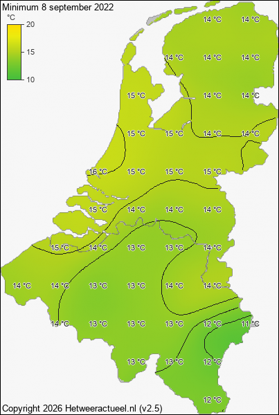Minimum temperatuur 8 september 2022