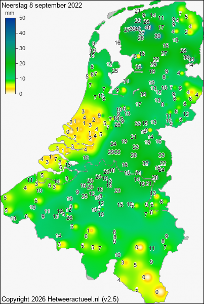 Neerslag 8 september 2022