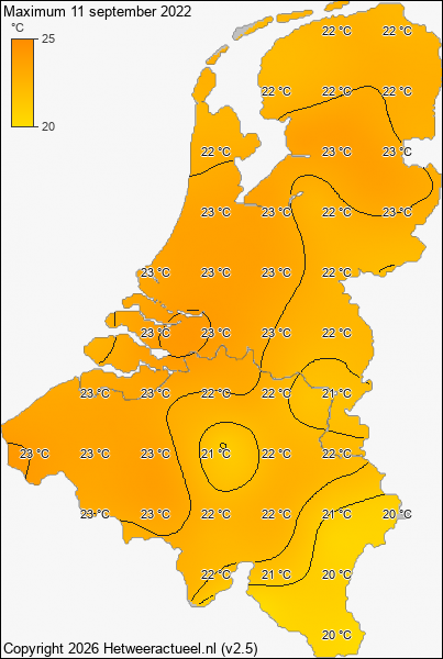 Maximum temperatuur 11 september 2022