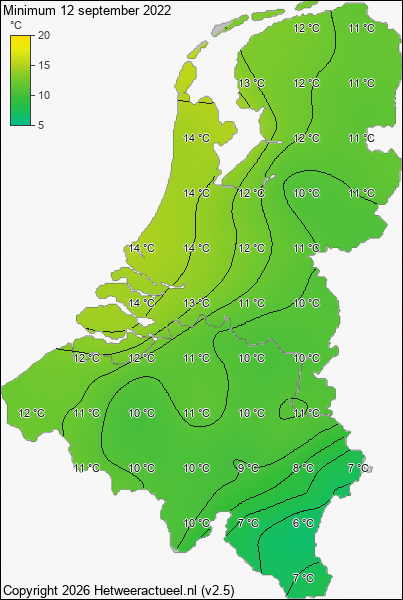 Minimum temperatuur 12 september 2022