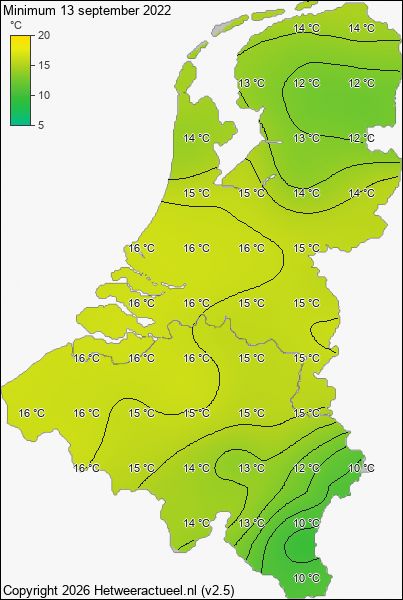 Minimum temperatuur 13 september 2022