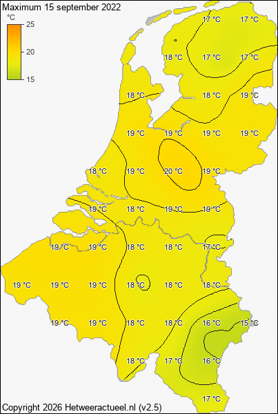 Maximum temperatuur 15 september 2022