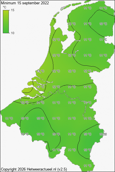 Minimum temperatuur 15 september 2022