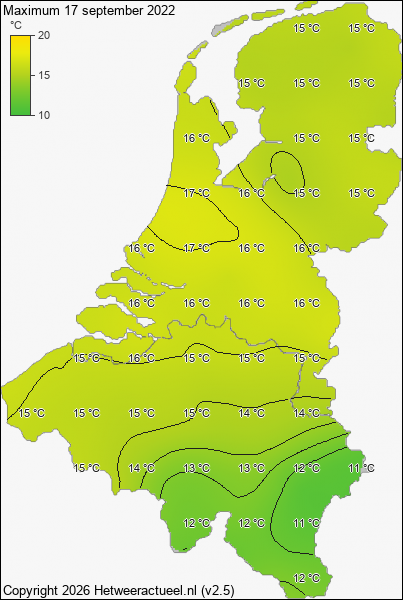 Maximum temperatuur 17 september 2022