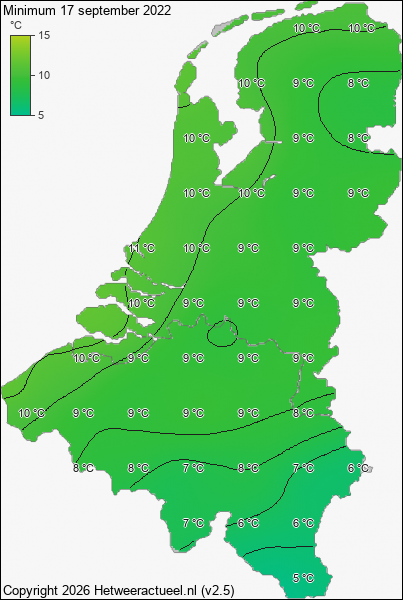 Minimum temperatuur 17 september 2022