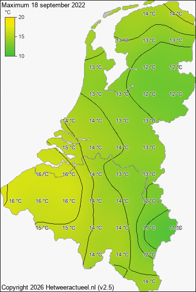 Maximum temperatuur 18 september 2022