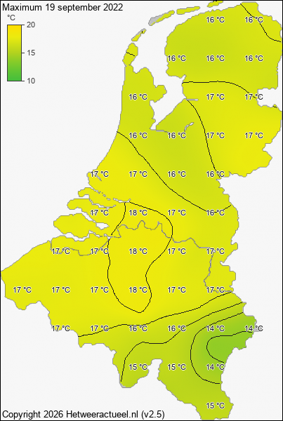 Maximum temperatuur 19 september 2022