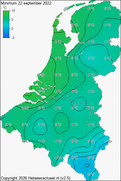 Minimum temperatuur 22 september 2022