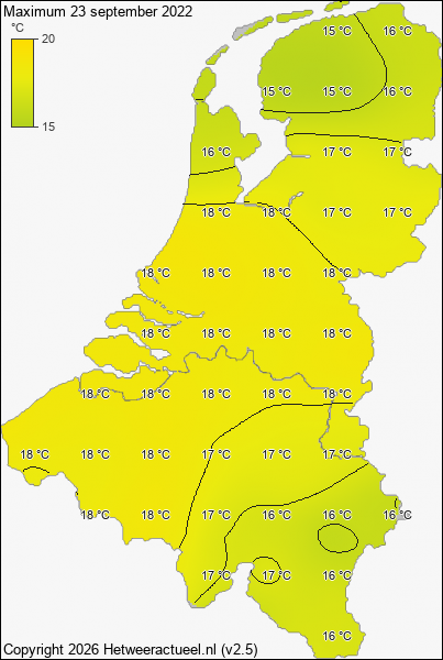 Maximum temperatuur 23 september 2022