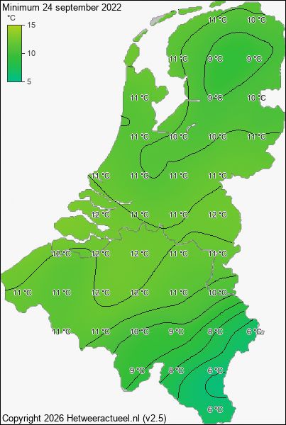 Minimum temperatuur 24 september 2022