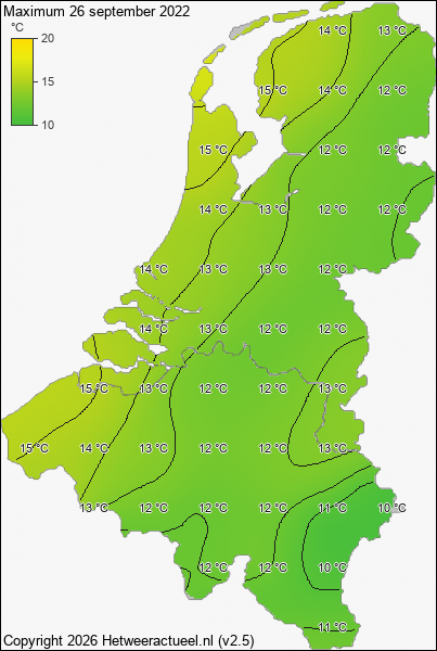 Maximum temperatuur 26 september 2022