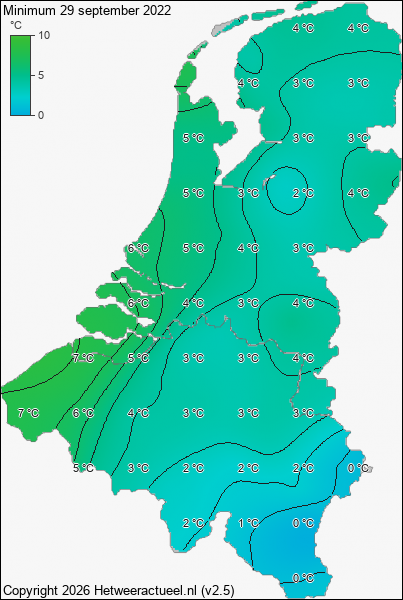 Minimum temperatuur 29 september 2022