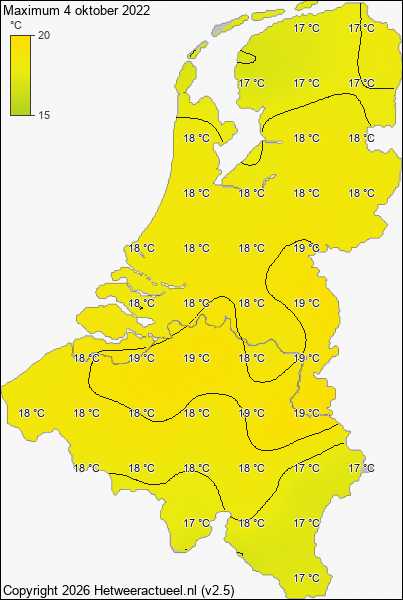 Maximum temperatuur 4 oktober 2022