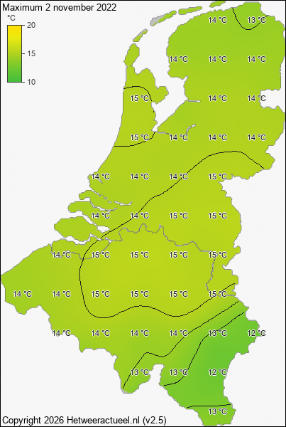 Maximum temperatuur 2 november 2022
