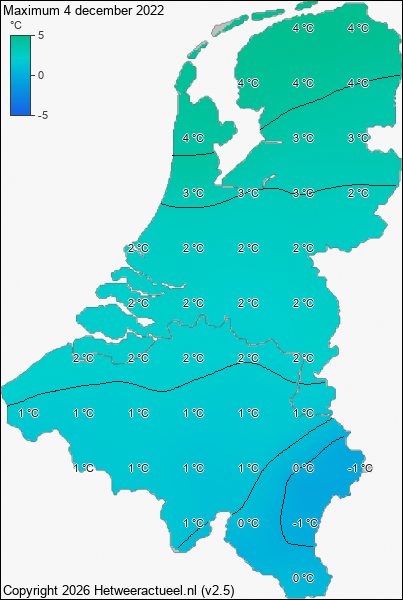 Maximum temperatuur 4 december 2022