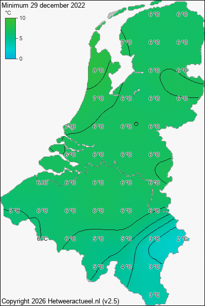 Minimum temperatuur 29 december 2022