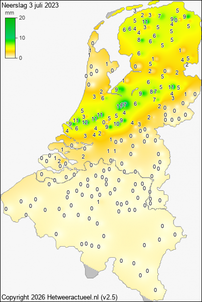 Neerslag 3 juli 2023