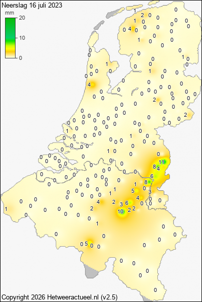 Neerslag 16 juli 2023