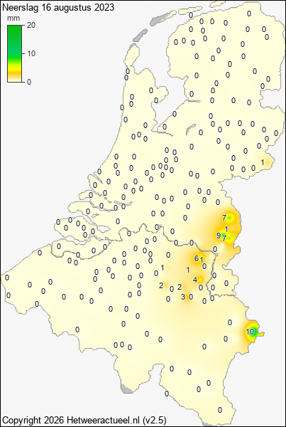 Neerslag 16 augustus 2023