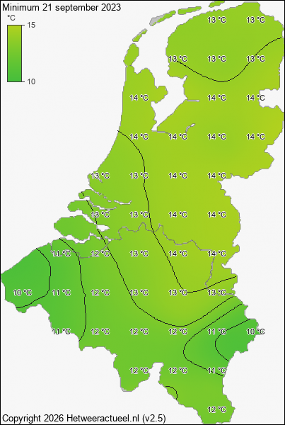 Minimum temperatuur 21 september 2023
