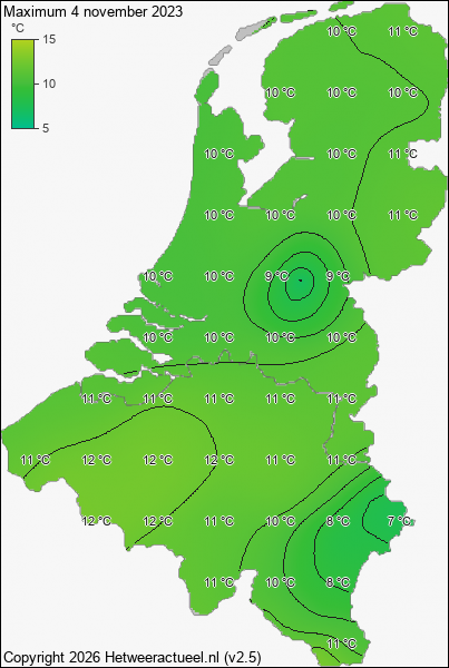 Maximum temperatuur 4 november 2023