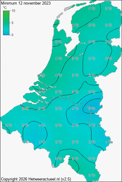 Minimum temperatuur 12 november 2023