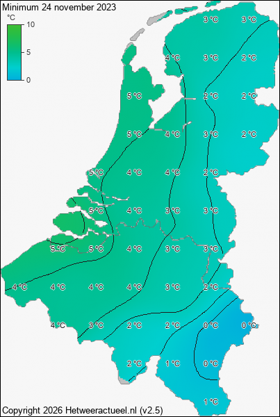Minimum temperatuur 24 november 2023