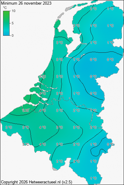Minimum temperatuur 26 november 2023