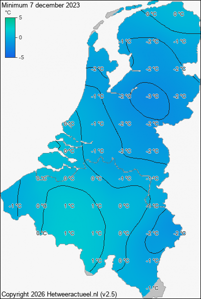 Minimum temperatuur 7 december 2023