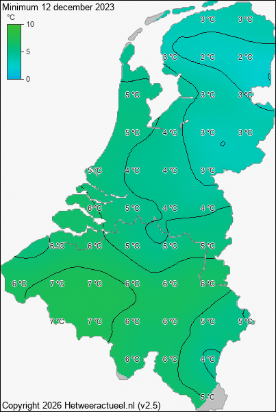 Minimum temperatuur 12 december 2023