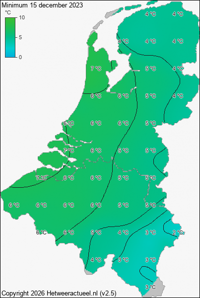 Minimum temperatuur 15 december 2023