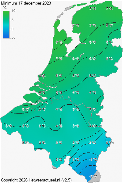 Minimum temperatuur 17 december 2023