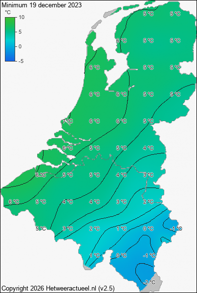Minimum temperatuur 19 december 2023