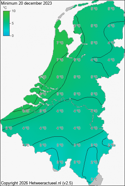 Minimum temperatuur 20 december 2023