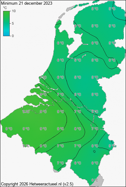 Minimum temperatuur 21 december 2023