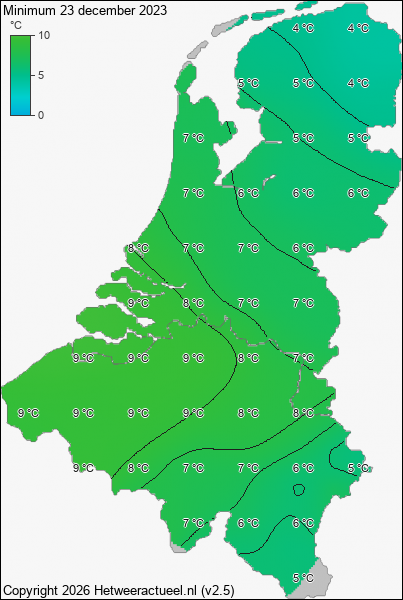 Minimum temperatuur 23 december 2023