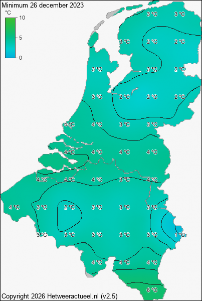 Minimum temperatuur 26 december 2023