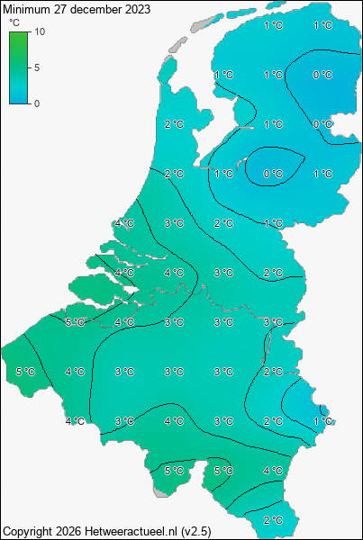 Minimum temperatuur 27 december 2023