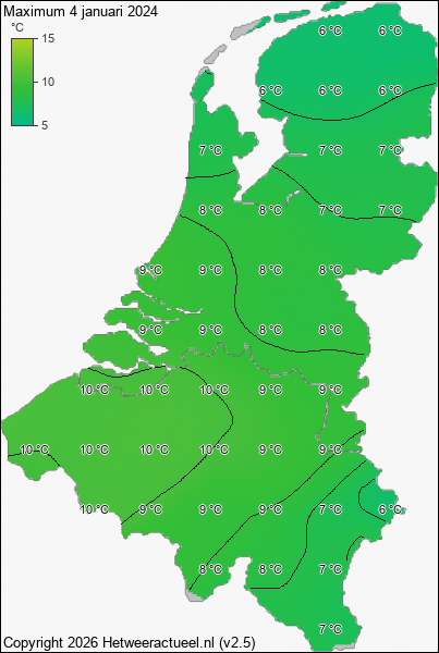 Maximum temperatuur 4 januari 2024