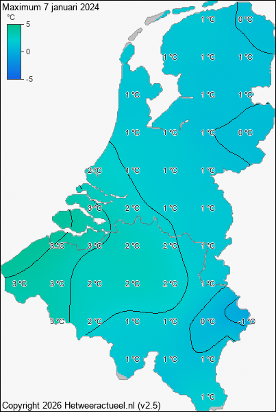 Maximum temperatuur 7 januari 2024
