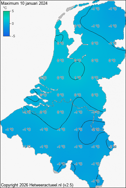 Maximum temperatuur 10 januari 2024
