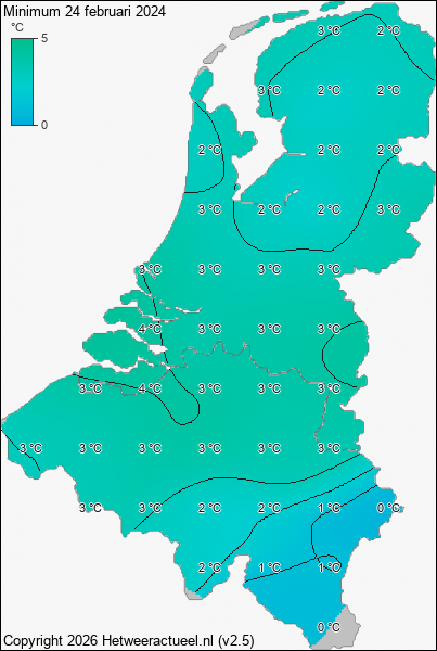 Minimum temperatuur 24 februari 2024