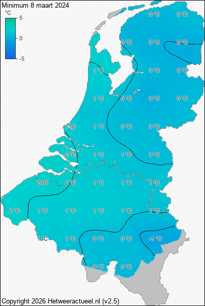 Minimum temperatuur 8 maart 2024
