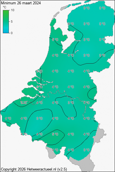 Minimum temperatuur 26 maart 2024